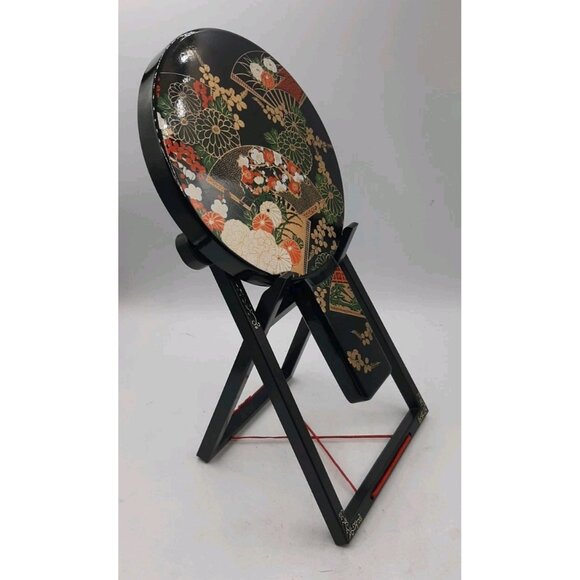 VTG Japanese Geisha Double Mirror Awase-Kagami Lacquered Chrysanthemum Design - Picture 2 of 10